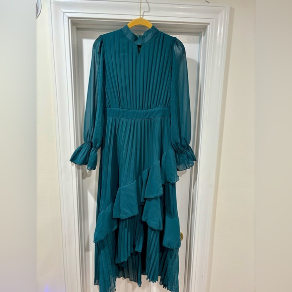 SHEIN Dresses & Skirts - Elegant Teal Pleated Midi/maxi High Low Dress